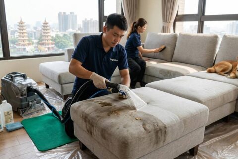 高雄沙發清洗推薦｜專業師傅不馬虎，深層清洗後還幫你整理環境